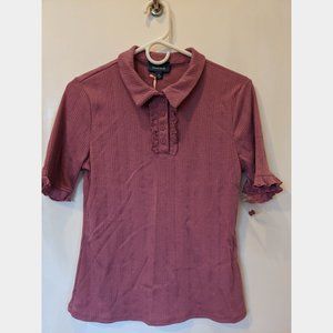 Mauve Polo Shirt with Ruffles